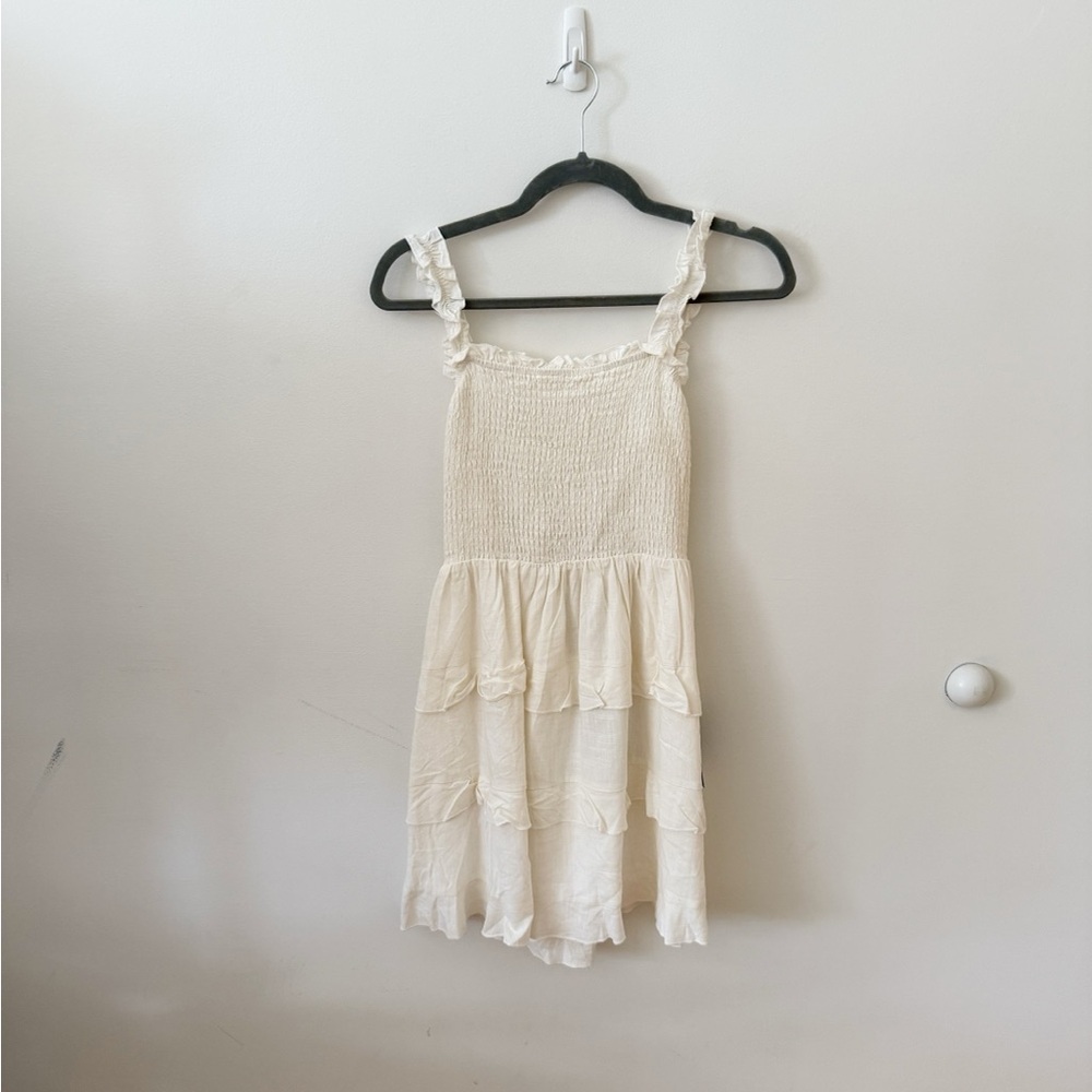 Lulus Cream Sleeveless Ruffle Dress